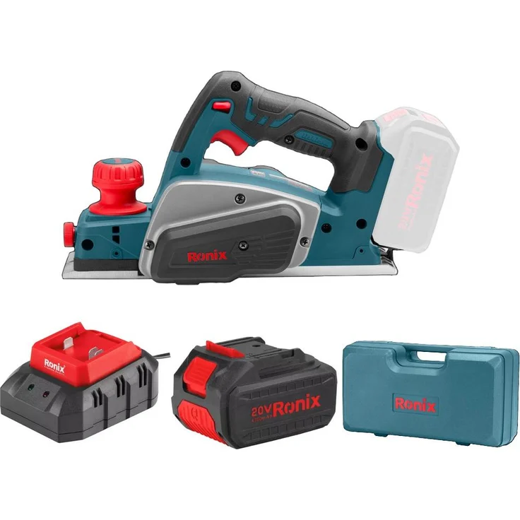 Ronix 8603 20V Akku-Hobel, 15.000 U/min, ergonomisches Design mit Softgrip-Griff und Sicherheitsschlüssel