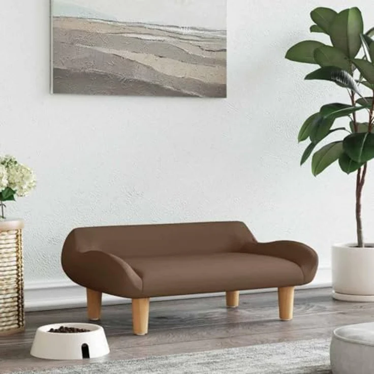 vidaXL Hundekorb Hundebett Braun 70x40x24 cm Stoff Körbchen Hundesofa mit massivem Kiefernholzrahmen – Bild 2