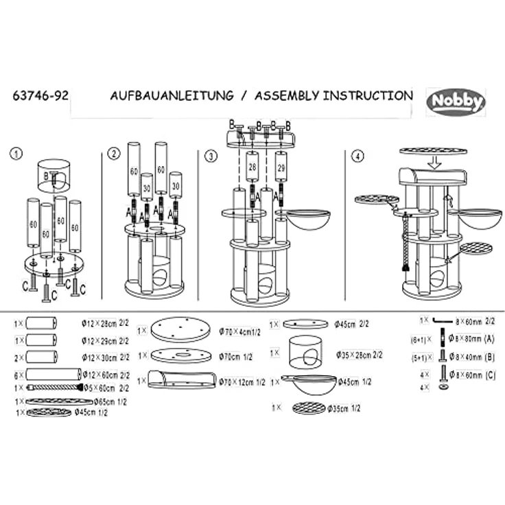 Nobby Kratzbaum ARDA, cream, Ø 70 x 138 cm, 1 Stück – Bild 2