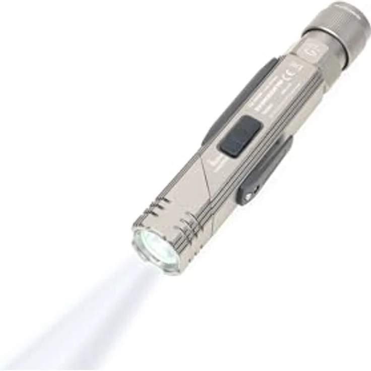 TROIKA ECO KNICKLICHT PRO, multifunktionale Taschenlampe mit 5 Leuchtfunktionen, bis 90° abknickbar, titanfarben, USB-Ladefunktion – Bild 5