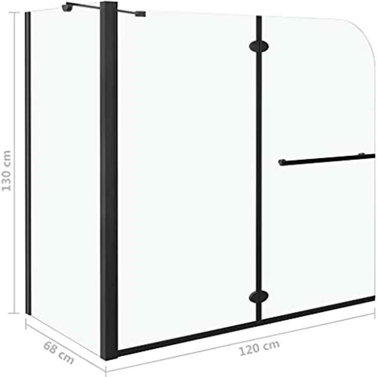 vidaXL Doppelte Faltbare Duschkabine ESG 120x68x130 cm Schwarz – Bild 9