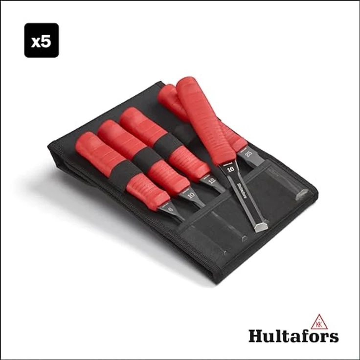 Hultafors Meißel-Set, 5-teiliges Set mit hochwertigen japanischen Stahlklingen, verstaut in praktischer Leinentasche – Bild 3