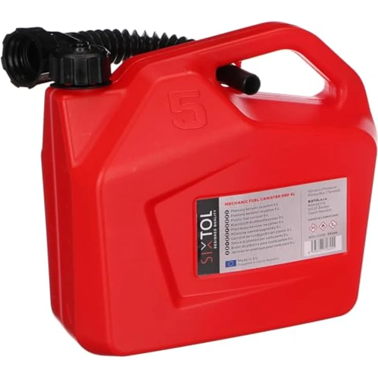 SIXTOL Kunststoffkanister MECHANIC FUEL CANISTER rot, 5L, chemikalienbeständig mit LDPE-Ausgießer und Sichtfenster – Bild 3