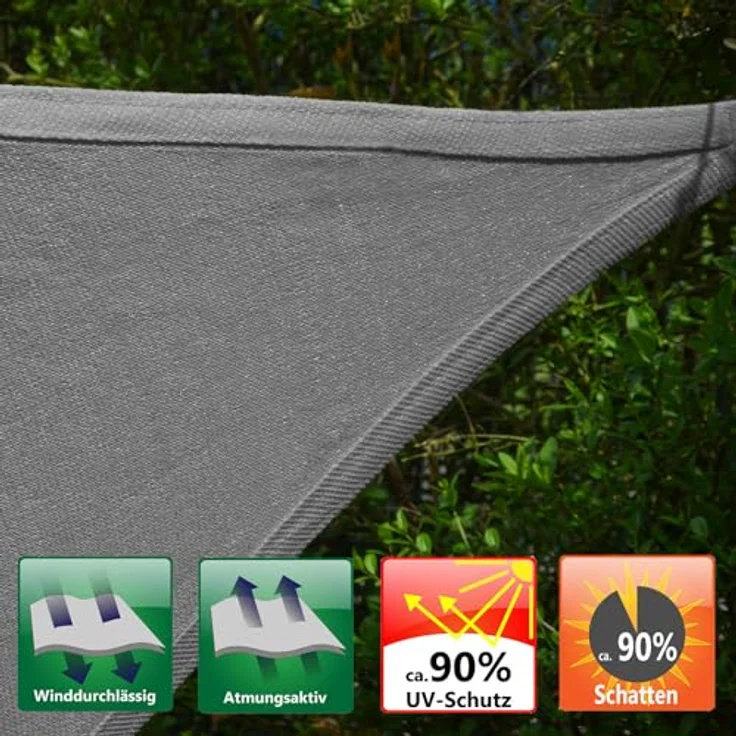 AMANKA 90% UV Schutz: Sonnensegel Viereckig 5x5 - Wasserdurchlässig & Atmungsaktiv - Viereck Sonnensegel Pergola Sonnensegel Trampolin Sonnenschutz Carport Whirlpool Sonnendach Sonnenschutz Pool – Bild 3