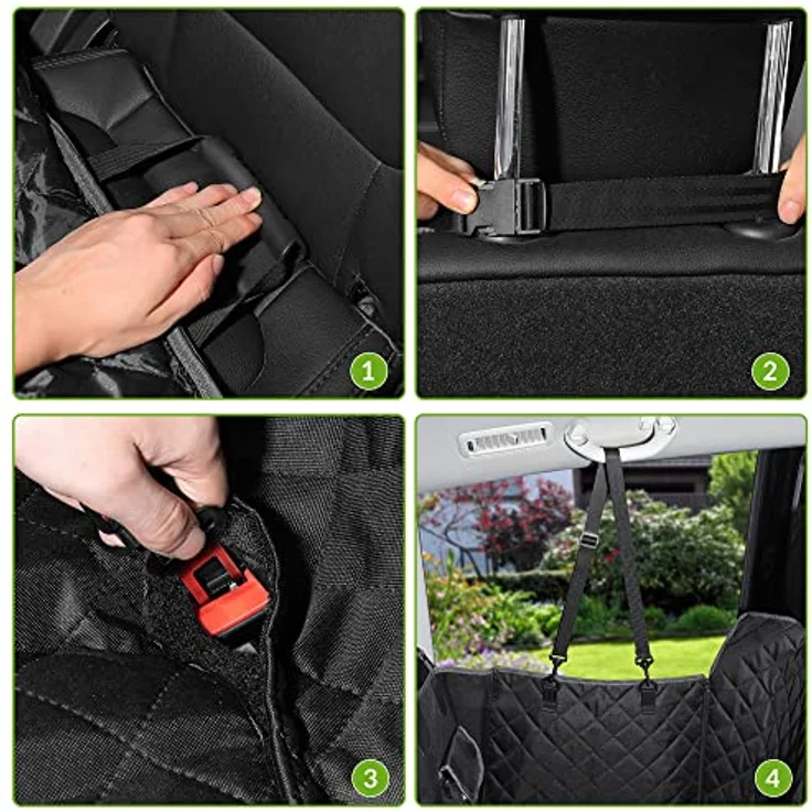 Kingsleeve® Autoschondecke Wasserdicht Kratzfest Universal Sichtfenster Sitzgurt rutschfest Hundedecke für Auto Rücksitz Rückbankschutz Hunde SUV – Bild 4