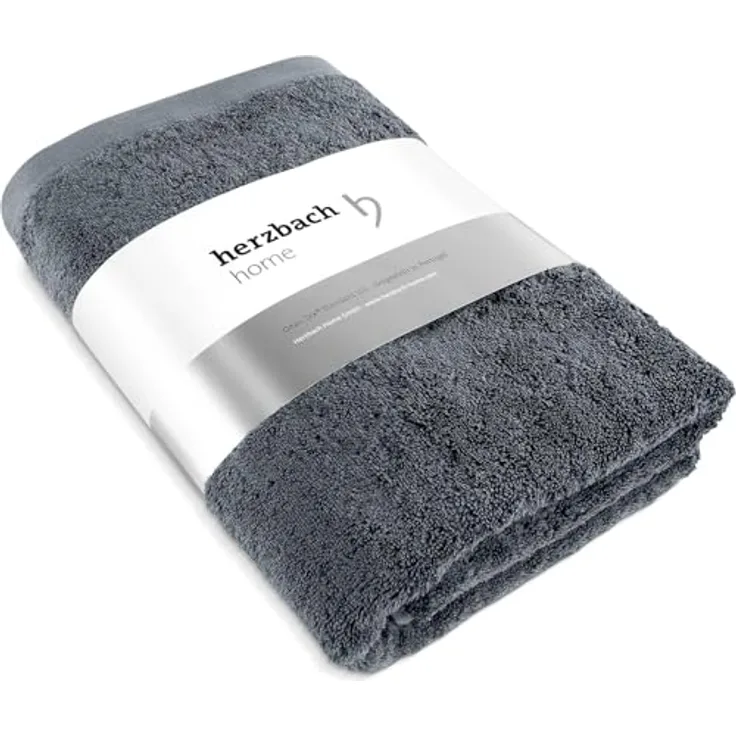 Herzbach Home Saunatuch Anthrazit, 80x200 cm, 100% Premium-Baumwolle, 550 gsm, stylisches Design, saugfähig und weich