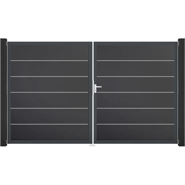 GROEN & JANSSEN Doppeltor GroJa BasicLine Premium, Rahmen Aluminium anthrazit, 300 x 180 cm, rechts vormontiert ohne Pfosten