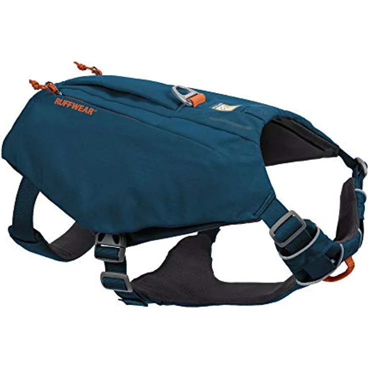 RUFFWEAR Hundegeschirr mit Taschen, Switchbak, Ganztägiger Komfort mit Eingebauten Taschen Für Kurze Tagesausflüge und Alltägliche Aktivitäten, Kleine Hunderassen, Blue Moon