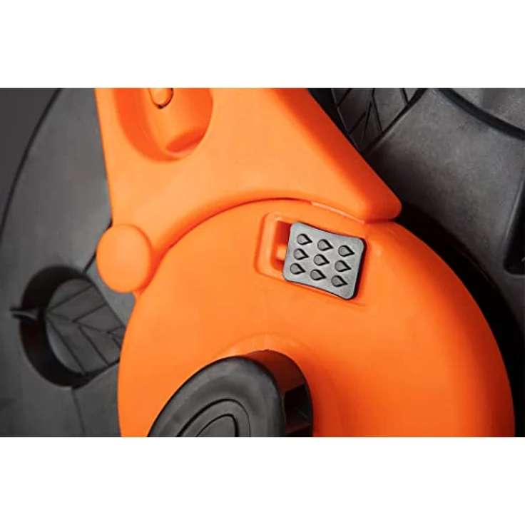 NEO TOOLS Schlauchtrommel für Gartenschlauch bis 60 m (1/2") - Hochwertiger Kunststoff (PP, ABS) und Stahl, Schwarz/Orange, verhindert Schlauchknicken, klappbarer Griff für einfachen Transport – Bild 5