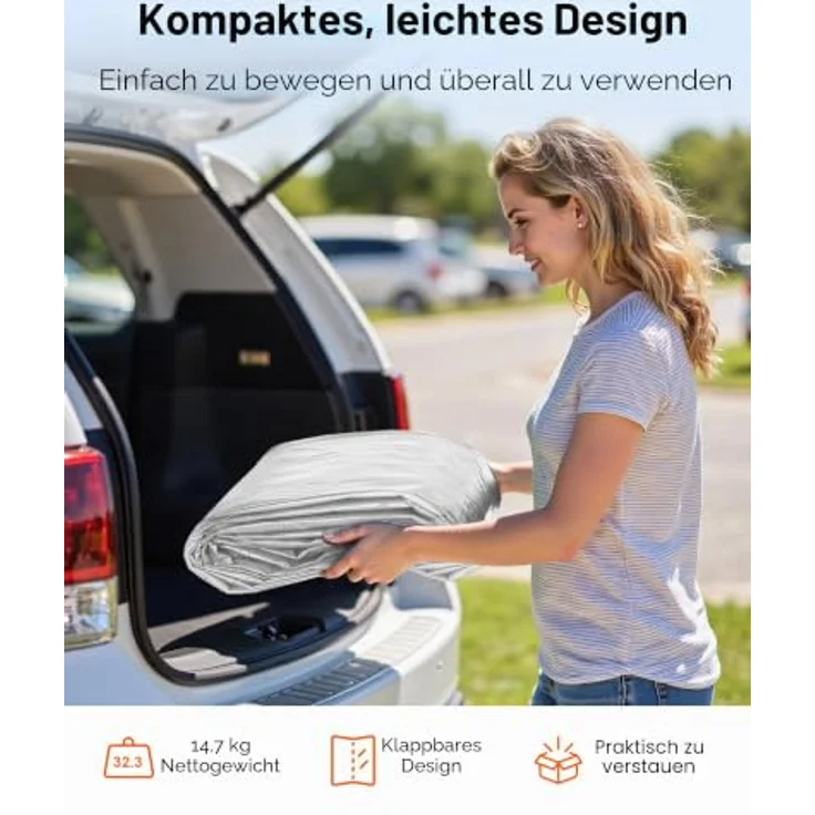 VEVOR Carport-Ersatzdach, 3,65x6,09 m, UV-beständige Garagenzeltplane mit Seitenwänden, grau, tragbare und strapazierfähige Autounterstandsplane – Bild 7