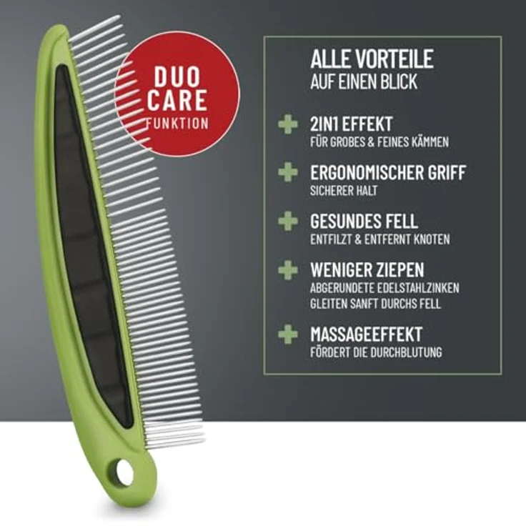 ReaVET 2-in-1 Fellkamm für Hunde & Katzen mit Mittel- bis Langhaar I Doppelkamm, Ideal um Knoten & Verfilzungen zu lösen I Hund, Katze, Hundekamm, Katzenkamm für die tägliche Fellpflege – Bild 2