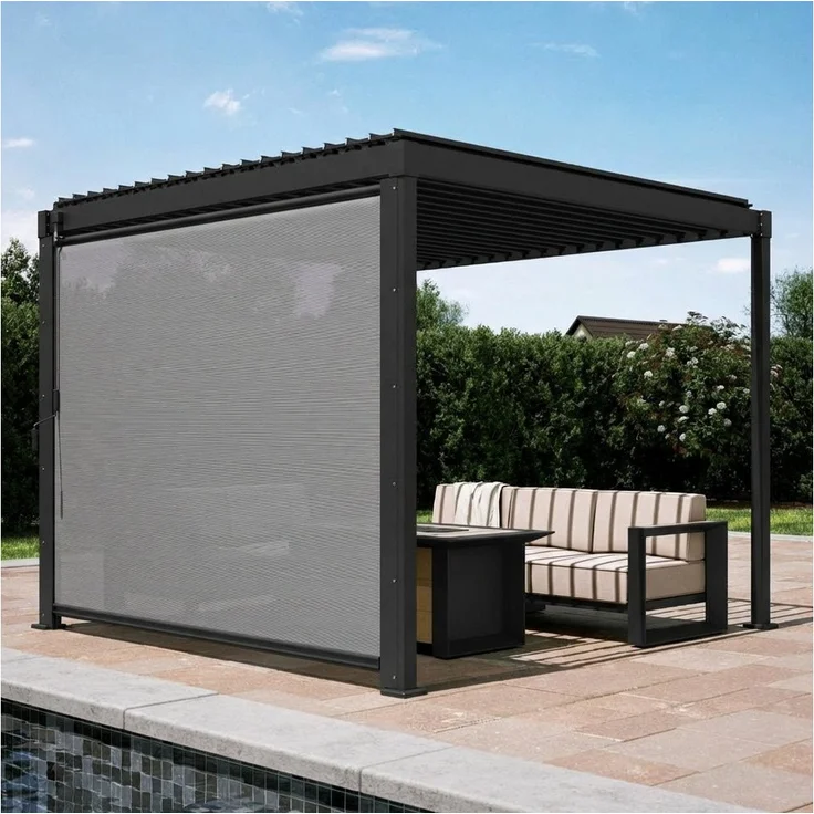 Mirador Seitenrollo für 111DA Pergola, 300x236 cm, 1-tlg, anthrazit, wetterfestes Sonnenschutzrollo mit flexibler Höhenverstellung