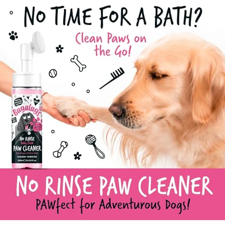 Bugalugs Hundepfotenreiniger, kein Ausspülen, Schaum, Katzen- und Hunde-Shampoo mit Silikonbürstenkopf, wasserlose Pflegeprodukte, Reisefreundlicher Pfotenreiniger für Hunde, besiegen Sie schlammige – Bild 3