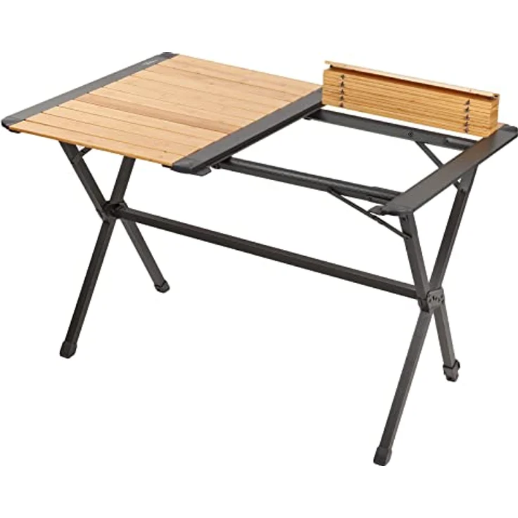 Via Mondo Aluminium Bambus Campingtisch Mesa für 4 Personen höhenverstellbar Rolltisch kleines Packmaß – Bild 3
