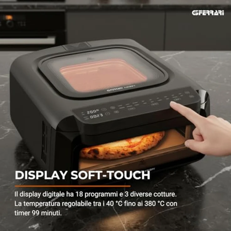 G3 Ferrari Pizzaofen Krispy, 3 in 1 mit Sichtfenster, 18 Programme und digitalem Display, inkl. umfangreichem Zubehör – Bild 3