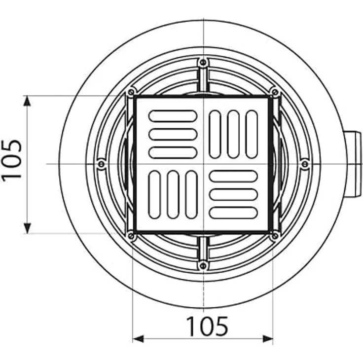 TrendLine Bodenablauf 10 x 10 cm, Edelstahl mit waagerechtem Abgang und Wassergeruchsverschluss – Bild 2