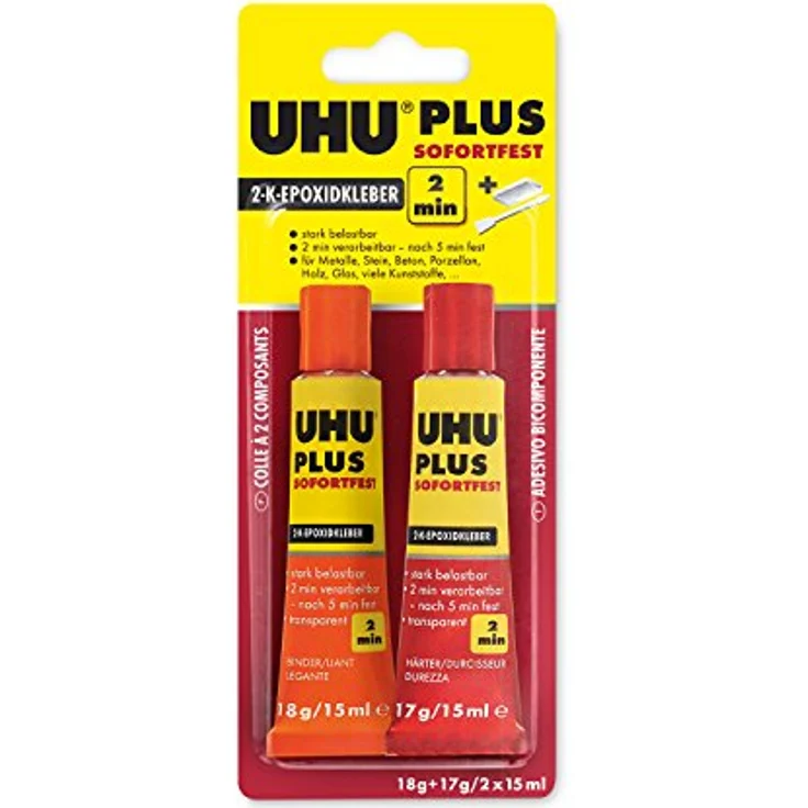 UHU 2-Komponentenkleber Plus Sofortfest, Super schneller und glasklarer 2K-Klebstoff, 35 g - Preisvergleich – Bild 2