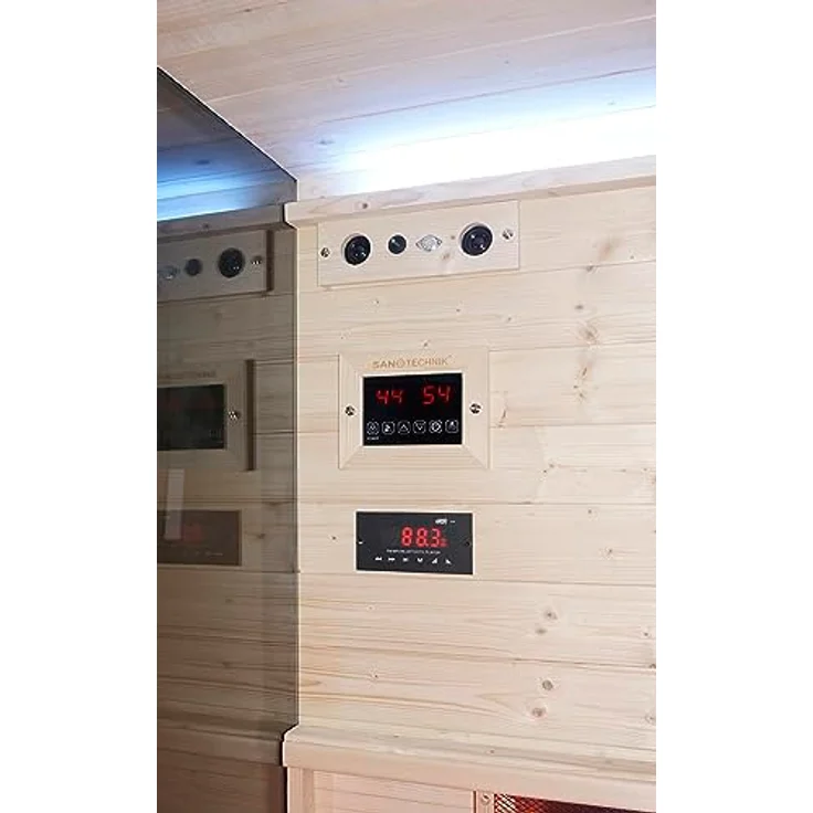 Infrarotkabine Infrarotsauna BILLUND für 2 Personen, Vollspektrumstrahler, LED Beleuchtung (7 Farben), MP3 Player inkl. Bluetooth, 2 Lautsprecher, Abmessung: 125x100x190 cm - Preisvergleich – Bild 5