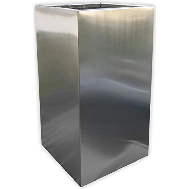 Köhko® Designer-Pflanzkübel aus Edelstahl Viva 27 x 27 x 67 cm | matt gebürsteter Blumengefäß eckig & groß – Bild 3