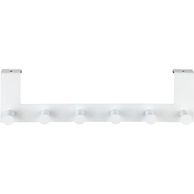 WENKO Türgarderobe Celano Weiß - Hakenleiste mit 6 Haken, für Türfalzstärken bis 2 cm, Stahl, 39 x 11 x 5.5 cm, Weiß – Bild 3
