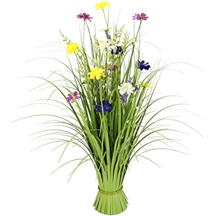 Gras Deko mit Cosmea künstlich Grasbusch Blüten Bund stehend Stehgras Grasbündel Dekogras Pflanzen Ziergras Osterdeko Frühjahr Kunstblume Kunstpflanze Blume Zimmerpflanze Grünpflanze Frühjahrsdeko