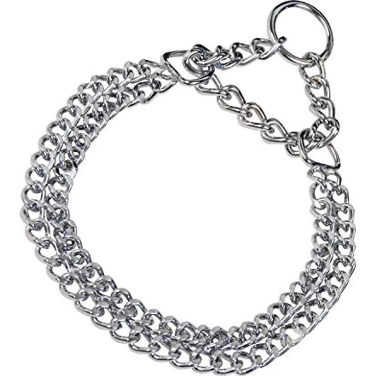 Herm Sprenger Doppel-Halskette, Chromstahl, 45 cm, flache Kette für Hundetraining