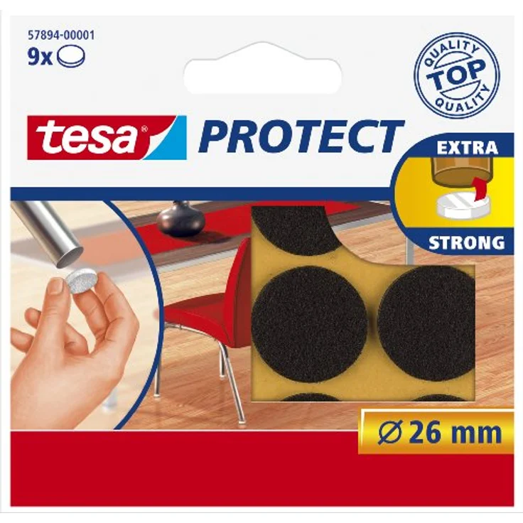 Tesa Protect Filzgleiter, rund, Ø26mm, braun, 9 Stück – Bild 1