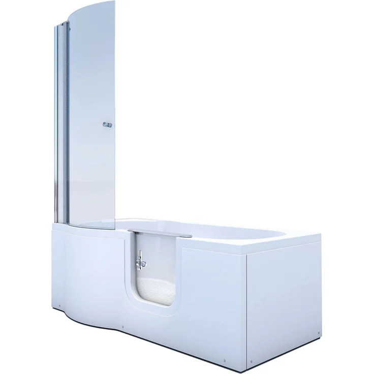 AcquaVapore Seniorendusche und Badewanne mit Tür S12D-R-EC, Duschbadewanne 85x170 cm mit seitlicher Tür und Duschabtrennung aus Sicherheitsglas, weiß