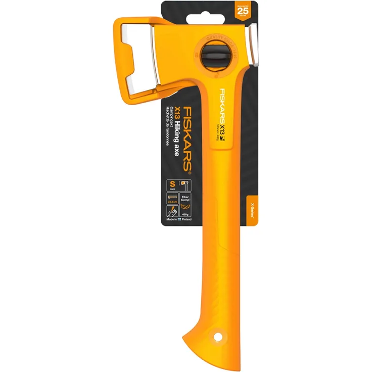 Fiskars X-series X13 Ultraleichte Wanderaxt, Camping Axt mit doppelt gehärteter Klinge, FiberComp Griff, inkl. Futteral