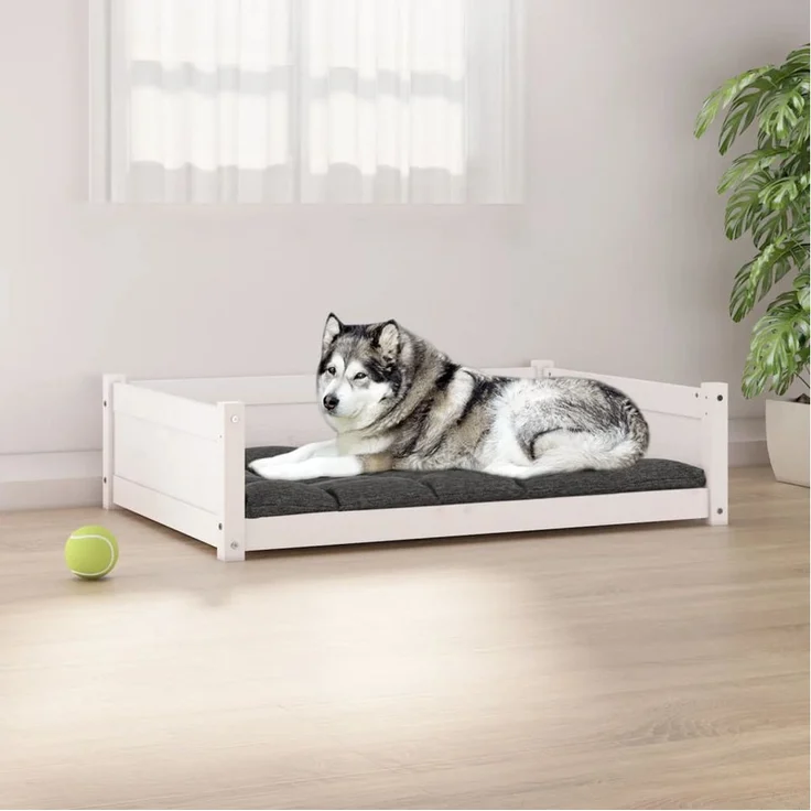 vidaXL Hundematratze, Massivholz in Weiß, 105,5 x 75,5 x 28 cm (B x T x H) – Bild 1
