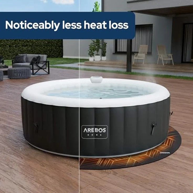 Arebos Whirlpool Bodenschutzmatte Ø 200 cm, runde EVA Puzzlematte, isolierend, rutschhemmend, wasserabweisend, Schwarz – Bild 2