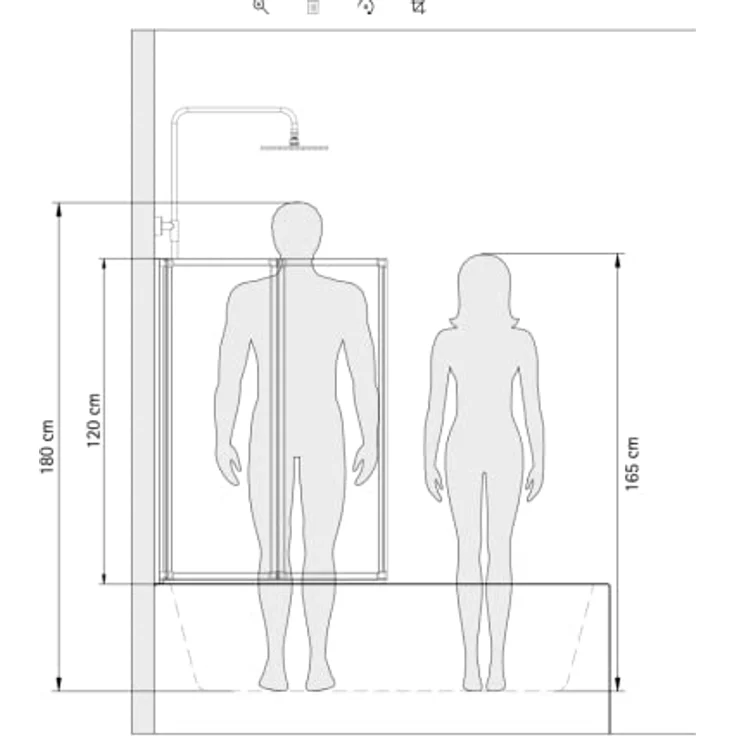 Schulte Duschabtrennung für Badewanne Smart, Höhe: 121 cm, 2-teilig mit Seitenwand 68-71 cm, 3 mm Sicherheitsglas (ESG) Klar hell, inkl, Klebemontage, Schwarz-matt, Black Style, D133270 68 50 – Bild 3