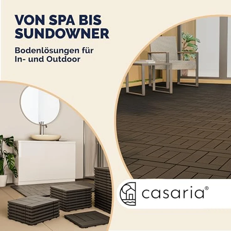WPC Fliesen Terrassenfliesen Holzfliesen 30x30cm Balkon Terrasse Pool Garten Mosaik anthrazit 4250525376500 – Bild 5