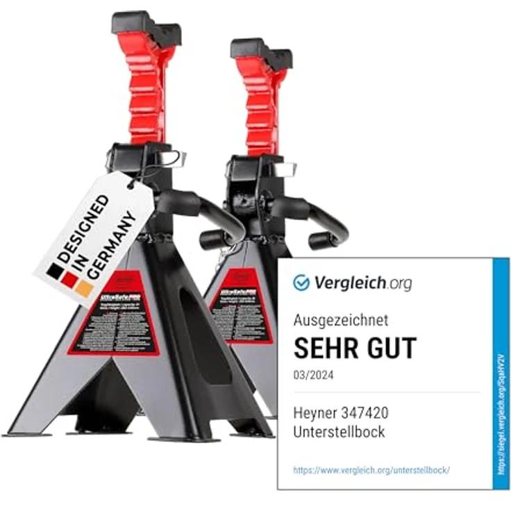 HEYNER® Unterstellbock 2er Set, Höhenverstellbar von 282-430 mm, mit Gummiauflage, Traglast 2t, für PKW & SUV – Bild 1