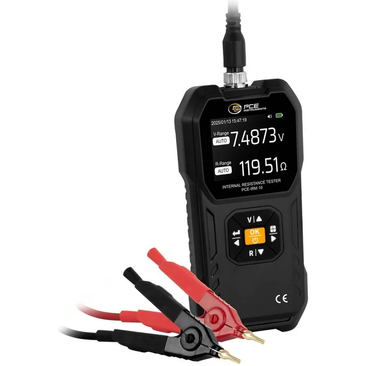 PCE Instruments PCE-IRM 10 Hand-Multimeter, digitales Grafik-Display zur Prüfung von Batteriequalität, USB-C, 2,4 Zoll Farbdisplay, Pass/Fail-Testfunktion, speicherbar bis zu 8 Grenzwerten
