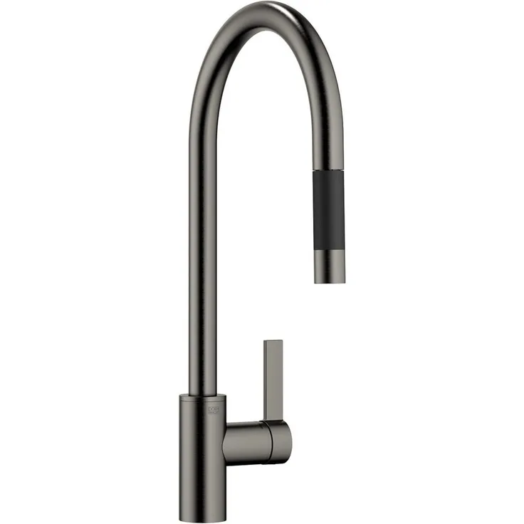 Dornbracht Küchenarmatur, Einhebelmischer mit ausziehbarer Brause und umstellbarem Wasserstrahl, seidenmatt dunkel