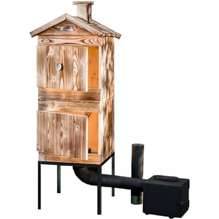 QLS Handels Räucherkammer Holz Räucherofen Zwei Kammer Garten, 50 x 50 x 120cm, skandinavische Fichte, wetterfest, für 15-20 kg Produkte – Bild 1