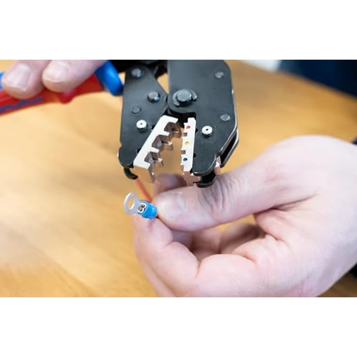 WEICON Crimpzange ERGO 10100516, präzise Crimpzange mit Ratschen-Mechanismus und 3 Crimpmodulen, ergonomischer Griff – Bild 5