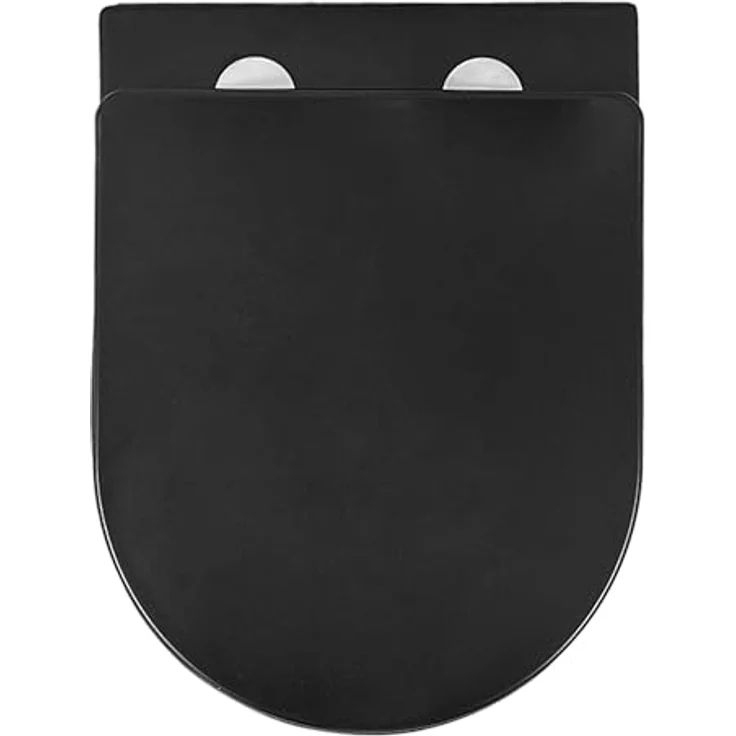 ECD Germany Spülrandloses Hänge WC schwarz matt mit WC-Sitz abnehmbar Duroplast Softclose Absenkautomatik, Wand-WC Tiefspüler verlängerte Ausladung 52 cm, Design Toilette Sanitärkeramik, Tiefspül-WC – Bild 2