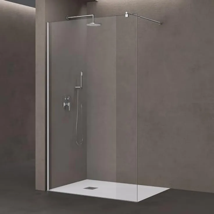 doporro Luxus Duschwand Bremen02K, Walk-In Dusche 50x200cm aus 10mm ESG-Sicherheitsglas Klarglas mit Nanobeschichtung, korrosionsbeständiger Aluminiumrahmen