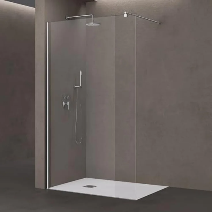 doporro Walk-in-Dusche Duschwand für Dusche Duschkabine Duschabtrennung 10mm ESG NANO, Einscheibensicherheitsglas, Klarglas, rechteckiger Stabilisator, variabler Wandabstand 70-120 cm – Bild 2