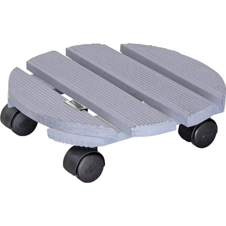 WAGNER Pflanzenroller CREO Ø 29 x 8,5 cm I Pflanzenroller für Innenbereich, Buche grau I Blumenroller aus FSC-Massivholz I Kübelroller aus Holz, geriffelt I Tragkraft 100 kg I Made in EU - 20086401 – Bild 2
