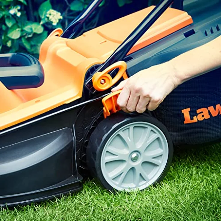 Lawnmaster MEB1434M, Elektrischer Rasenmäher mit 1400 W, 34 cm Schnittbreite, 6 Schnitthöhen, Mulchfunktion und 32-Liter-Fangsack – Bild 3