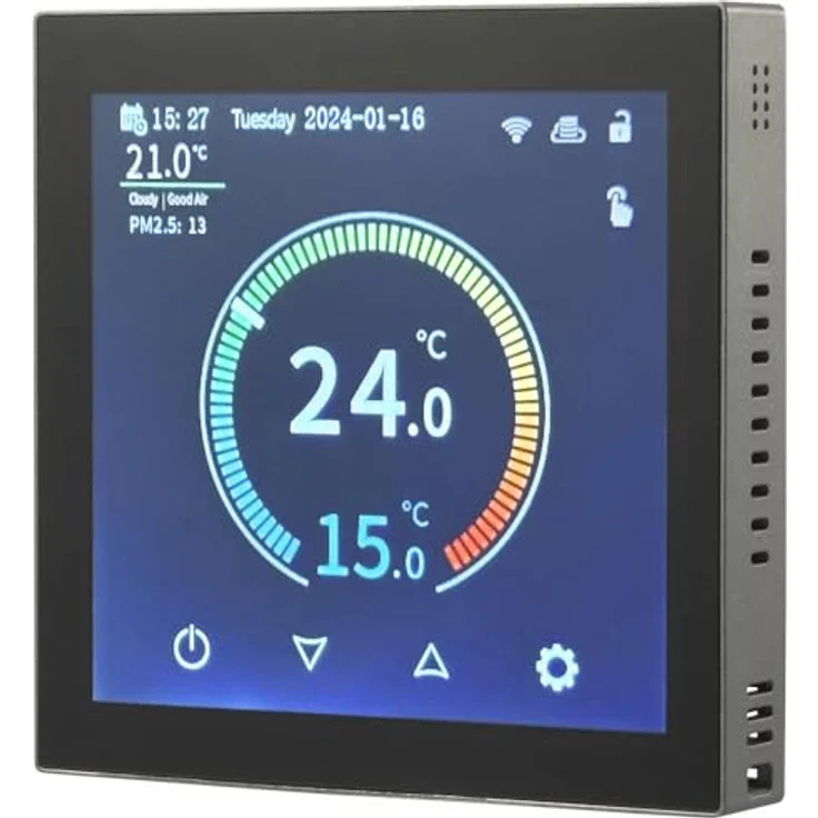 Sygonix SY-6052180, Funk-Raumthermostat Unterputz mit Hochauflösendem IPS-Touchscreen, App-Steuerung und Sicherheitssperre – Bild 1
