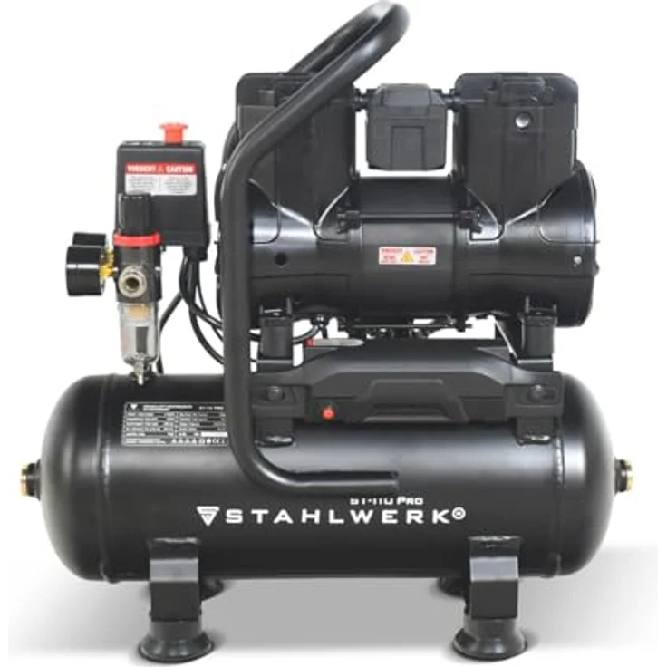STAHLWERK Kompressor 10 l, ölfrei, leise, 8 bar, 1,97 PS, 250 l/min Druckluftkompressor mit Brushless-Motor – Bild 9