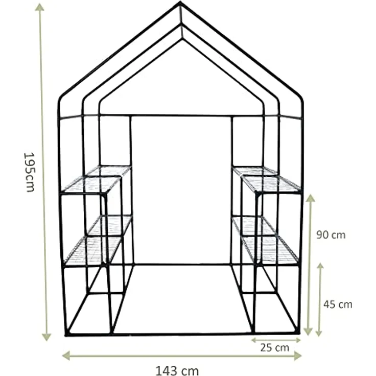 NATIV Foliengewächshaus | Tomaten Gewächshaus mit 8 praktischen Ablagen| Tomatenhaus aus robuster Gewächshausfolie | Treibhaus mit aufrollbarer Türe | Anzuchthaus 143 x 143 cm, 195 cm hoch – Bild 2