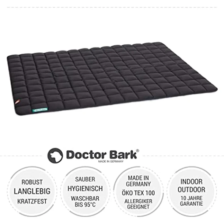 Doctor Bark Hundedecke - weiche, hochwertige Hundematte für sehr große Hunde, robuste Indoor - Outdoor Liegedecke, waschbar bis 95°C (Gr. XXL - 140x110 cm, Grau-Grün) – Bild 2