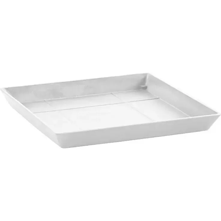 Ecopots Rotterdam Kasten-Untersetzer, 28 x 28 x 3 cm, bruchsicherer Recyclingkunststoff, UV-beständig und frostsicher, Weiß