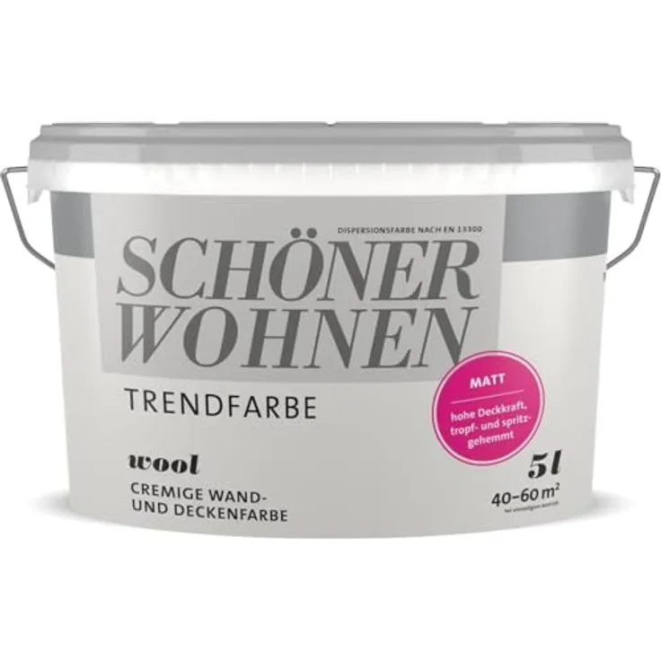 Brillux Schöner Wohnen Trendfarbe Wool Matt, 5,0 l Wandfarbe, verleiht Wohnräumen einen modernen Stil