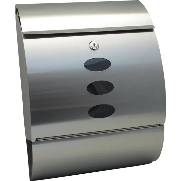 Grafner Edelstahl Briefkasten mit Zeitungsrolle und 3 Sichtfenstern Postkasten